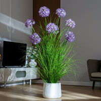 Plante artificielle d'hortensia et d'herbe de roseau en PVC souple pour aménagement paysager, décoration florale de mariage simulée, décoration de salon et de bureau