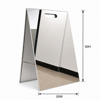 Panneau publicitaire en acier inoxydable miroir de 55x90 cm, type A, pour publicité extérieure, avec panneau sandwich, utilisable en intérieur