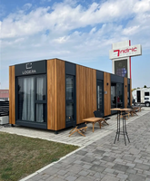 Maisons conteneurs préfabriquées mobiles en verre pour bureaux et résidences extérieures avec garage