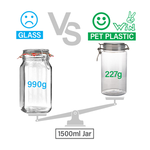 Flip Active Shaft <b>Clear</b> Metal Buckle Empty 1500ml PET <b>Plastic</b> Airtight Storage Flour Jars - Product Image 2