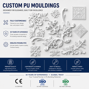 Moulures d'angle sculptées en polyuréthane, anti-corrosion et résistantes à l'humidité, pour la décoration intérieure/extérieure des villas et des maisons - Product Image 1