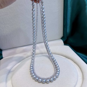 Collier de perles d'eau douce naturelles orange en gros, 4-5 mm, haute brillance, presque rond, presque sans défaut, pour le bricolage, de Zhuji - Product Image 3