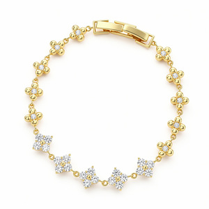 Flower Shape <b>Gemstone</b> <b>Bracelet</b> Zinc Alloy Claw Setting For Women Gift Jewelry - Product Image 4