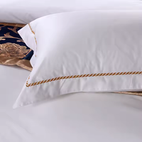 Parure de lit de luxe en coton tissé, style uni, pour hôtel et maison, comprenant housse de couette, taies d'oreiller et drap plat