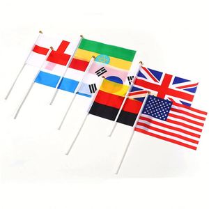 Banderas de Mano Plegables con Asta de Madera, Impresas por Ambos Lados, 100% Poliéster, Impermeables, Personalizadas para Fanáticos del Fútbol Mundial 2026 - Product Image 5