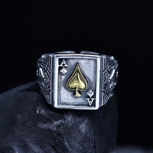 Anello Aperto Regolabile Vintage con Design a Picche, <span class=keywords><strong>Anelli</strong></span> alla Moda per Uomini e Donne - Product Image 1
