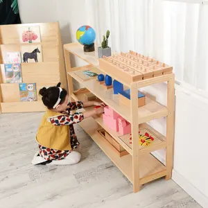 Anak-anak Nursery Mainan Kayu Kabinet Penyimpanan Furnitur Montessori Mainan Rak Penyimpanan Organizer Penyimpanan Kabinet TK