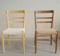Chaise de salle à manger en corde tressée à dossier haut en bois massif de gros d'usine