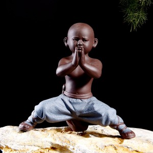 MSH National tide Style Grand Kung Fu Kid Purple Sand Tea Pet Ornament - Product Image 1