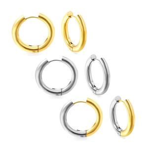 Stylish Jewelry 316L Stainless Steel Wholesale 18K Gold Plated Non Tarnish Simple <b>Fashion</b> Wedding Party <b>Hoop</b> <b>Earrings</b> for Women - Product Image 1