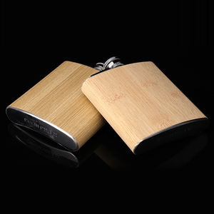 Flacon de hanche en acier inoxydable de poche portable personnalisé de 6oz motif de grain de bois pot de vin whisky buveur bouteille d'<span class=keywords><strong>alcool</strong></span> voyage - Product Image 3