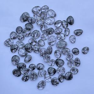Pierres précieuses en quartz rutilé noir naturel de 10 mm et 20 mm, taille libre, coupe rose Polki, certifiées IGI pour la création de bijoux - Product Image 4