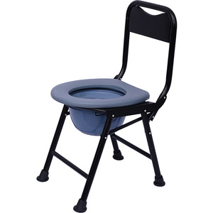 Chaise de toilette portable Hebei Mingze pour personnes âgées, handicapées, femmes enceintes, en acier inoxydable noir, pliable, chaise de bain - Product Image 1