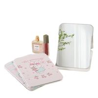 Miroir de table rectangulaire en plastique durable, écologique, portable, compact, pliable, mignon, pour femmes, promotionnel, pour anniversaire