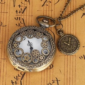 <span class=keywords><strong>Montre</strong></span> de poche évidée avec pendentif vintage Gear & Compass - Product Image 2