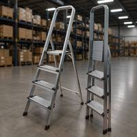 Échelle pliante en aluminium à 4 marches, large, antidérapante, avec main courante, confortable à utiliser, fabriquée sur mesure