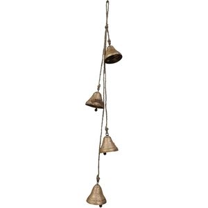 PARIJAT Artesanías-Cascabeles de hierro antiguo 4 cuerdas colgantes campanas de viento decorativas para el hogar jardín Campana decorativa de Navidad - Product Image 5