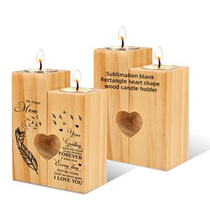 Portavelas de Madera con Forma de Corazón para Decoración del Hogar, Sublimable, 12*4.5*4.5 cm - Product Image 1