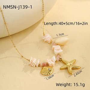 Collares de Moda Hawaiana de Verano, Joyería de Acero Inoxidable 316L, Collar de Conchas Marinas Chapado en Oro de 14k y 18k para Mujer - Product Image 6