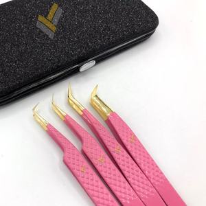 แหนบขนตาแหลมสีทองด้ามจับเพชรแบบกำหนดโลโก้เองได้ - Product Image 4