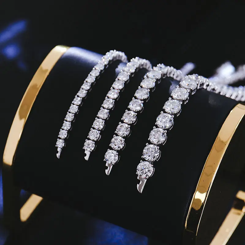 New Clasp Lock VVS Moissanite Diamond Tennis Bracelet 925 Silver 10K 14K 18K Moissanite Chain Bracelet