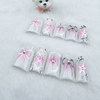 Uñas artificiales forma de uñas de almendra forma de uñas de pico de pato degradado Rosa fábrica de alta calidad al por mayor.