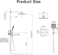 Ensemble de robinetterie de douche murale en laiton nickel brossé, pommeau de douche pluie haute pression, douchette 3 modes, kit vanne 2 voies