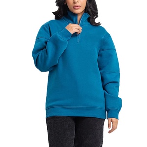 Sweat-shirt décontracté en coton premium pour femme, demi-zip, col rond, doux, pour l'automne et le printemps - Product Image 1