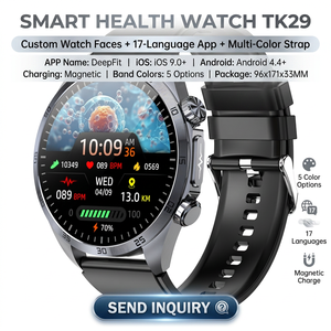 Montre connectée élégante avec moniteur ECG, suivi du <span class=keywords><strong>sommeil</strong></span>, fréquence cardiaque, SpO2, tension artérielle, dispositif <span class=keywords><strong>de</strong></span> surveillance <span class=keywords><strong>de</strong></span> la santé, étanche IP68 magnétique - Product Image 1