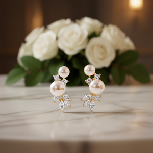 Yrcoth – boucles d'oreilles en cristal pour femmes, plaqué or 18 carats, perles, strass, fleurs, bijoux romantiques pour mariage - Product Image 2