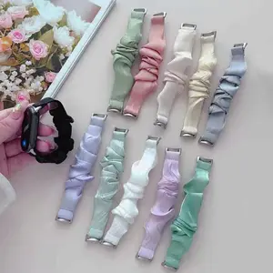 Tschick Scrunchies watch band for xiaomi mi band 8 wristband ribbon elastic bracelet women wrist strap Fabric Scrunchy