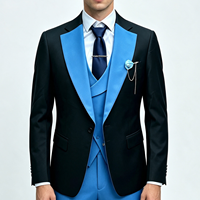 Setelan Jas Formal Pria 3 Potong Grosir, Jaket Rompi Celana, Kerah Notch, Kancing Depan, Anti Kusut, Musim Semi Gugur, Bisnis, Pernikahan