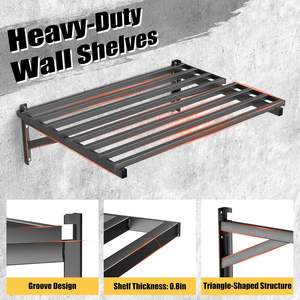 Étagères murales de garage robustes, étagères de rangement murales, capacité de 800 livres, lot de 2, noir - Product Image 4