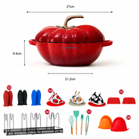 Casserole en fonte émaillée en forme de kaki avec couvercle, ustensile de cuisine au design unique pour la cuisson et le service