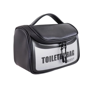Sac à main translucide noir avec logo personnalisé, le plus récent, grande capacité, sac de rangement, texture givrée, sac de toilette, sac à maquillage en PVC - Product Image 1