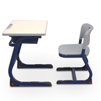 Ensemble de bureau d'étudiant bleu de haute qualité, design moderne, mobilier scolaire, vente directe d'usine, fabriqué en métal