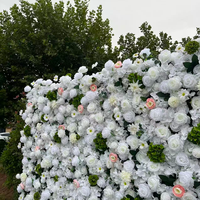 Mur de fleurs artificielles en soie rose champagne et hortensia, le plus vendu et le moins cher, pour la décoration de scène d'événements et de mariages