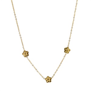 Collier ras-de-cou vintage en acier inoxydable avec pendentif fleur de prunier plaqué or - Product Image 1