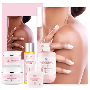 Conjunto de skincare clareador, creme corporal para clareamento de manteiga, óleo corporal, sabão 5 em 1, loção corporal