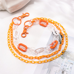Chaîne de taille unisexe à double couche en acrylique orange, accessoire de mode hip-hop pour pantalon, jupe, usage quotidien, design géométrique - Product Image 2