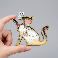 Estatua de Gato Art Deco Personalizada en Madera Contrachapada con Capas 3D |   Caja de Sombra Floral para Decoración del Hogar |   Tallado de Madera de Animales Personalizado al por Mayor 2026