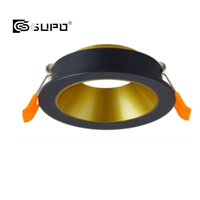 Spot encastré GUPO noir anti-éblouissement à coupelle profonde, avec anneau de finition fixe non rotatif compatible avec les ampoules GU5.3 MR16 GU10