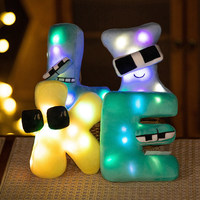 Coussin d'oreiller lumineux en peluche en forme de chiffre arabe avec éclairage LED créatif personnalisé