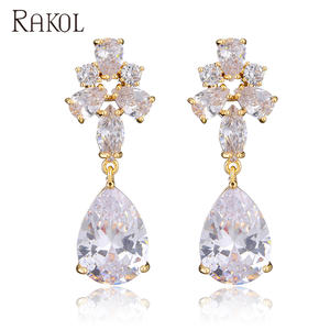 أقراط نسائية من أحجار الراين من Rakol, أقراط نسائية من أحجار الراين موديل EP5070 ، أقراط متدلية من أحجار الراين لحفلات الزفاف وحفلات التخرج - Product Image 2