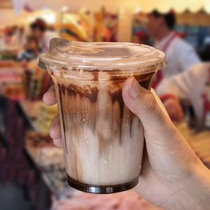 Taza de café de plástico con estampado de PET, tazas biodegradables, transparente, aguanieve, <span class=keywords><strong>Danone</strong></span>, yogur, jugo, café, taza de postre para llevar con tapas de cúpula - Product Image 4