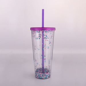 Wholesale 16oz 450ml Blank <b>Double</b> <b>Wall</b> Clear PS Plastic Straw Tumbler Reusable Craft Blanks for Resin DIY Party Custom Cups - Product Image 6