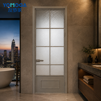 Puerta de Baño de Aluminio con Vidrio de Privacidad Personalizado, Diseño Vintage para Proyectos del Hogar