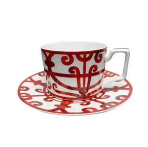 Mug en Porcelaine Fine Rouge Chinois à Bord Large, Style Luxe Léger et Simple, Idéal pour le Bureau, la Maison, le Petit-Déjeuner, le Lait, Compatible Micro-ondes et Lave-Vaisselle, Cadeau d'Affaires - Product Image 1