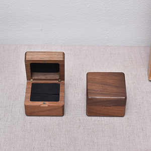 Black Walnut Solid Wood Jewelry Box Square Small <b>Ring</b> Earring <b>Storage</b> Box Simple Style - Product Image 1