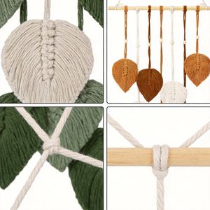 Handmade <b>Macrame</b> Leaf Wall Hanging Boho Tapestry Rustic Farmhouse Wall <b>Art</b> for Retailer Dropshipping Bulk Wholesale - Product Image 4